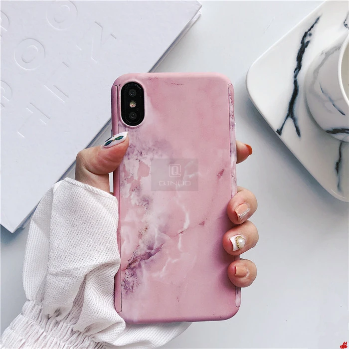 Чехол для телефона QINUO с мраморным камнем 360 градусов iPhone 11 Pro Max X XR XS 6 6S 7 8 Plus 5 5s SE