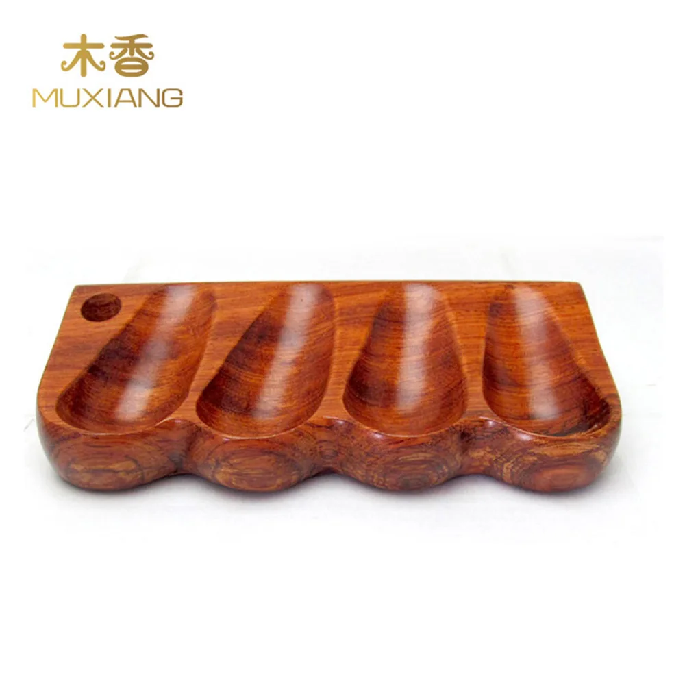 

RU-MUXIANG High Quality Beech Wood Smoking Pipe Racks Pipe Specialized 4 Pipe Spoon Type Holder Smoking Fittings fa0019