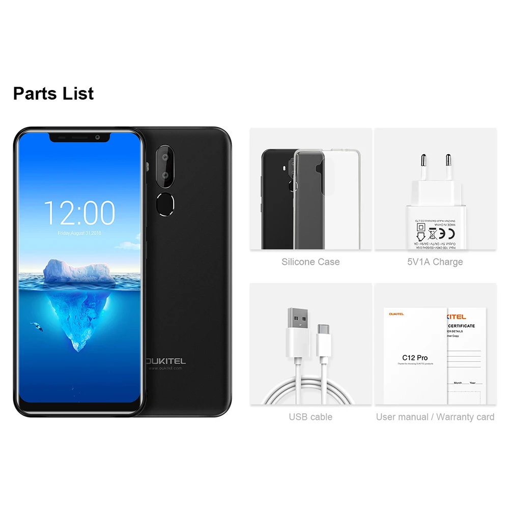 Oukitel C12 Pro 6 18 &quotHD мобильного телефона Android 8 1 MT6739 4 ядра 2 ГБ Оперативная память 16