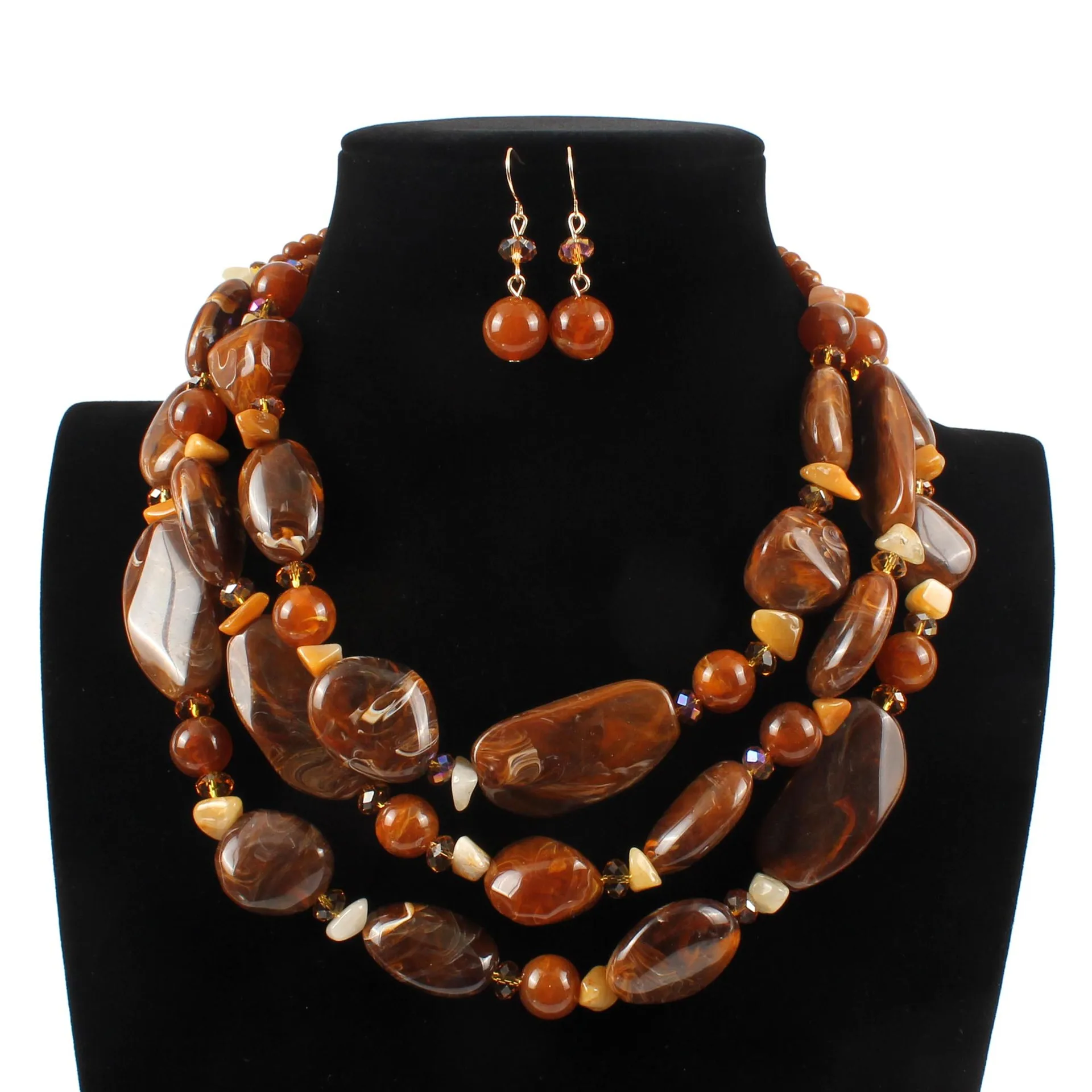 2018 New Hot Exaggerated Multi Layer Bohemian Jewelry Sets Women Strand Beaded Choker Resin Crystal Geometric Necklace Earrings | Украшения