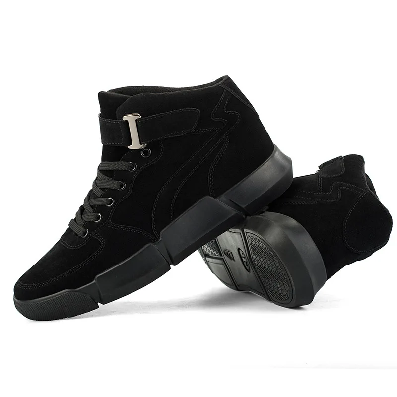 Black Boots Merkmak/зимние мужские ботинки; теплые бархатные кроссовки; уличная водонепроницаемая обувь; мужские высокие легкие ботинки; однотонная обувь - Цвет: Black Boots