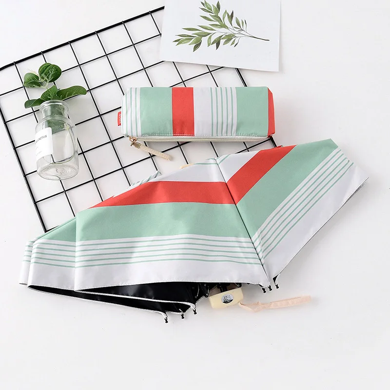 Red and Green Легкий карманный мини-Зонт от дождя, женский зонт, складной, солнцезащитный, УФ-зонт, paraplegic, складной, женский, S523 - Цвет: Red and Green