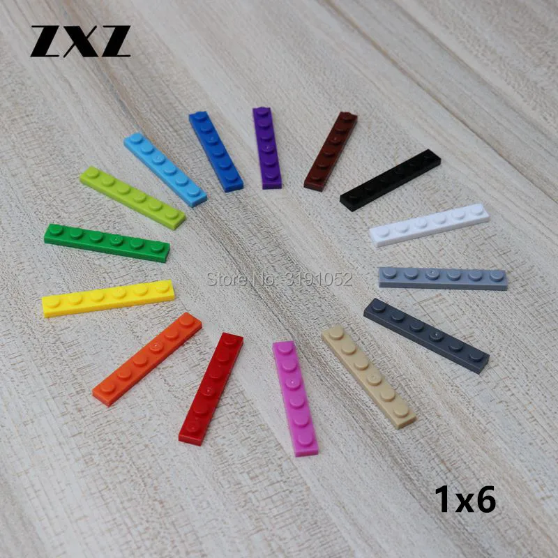 50 шт./лот детская учебно-развлекательная игрушечная тарелка 1x6 Короткие пластиковые кирпичи совместимый с лего части пластины 3666