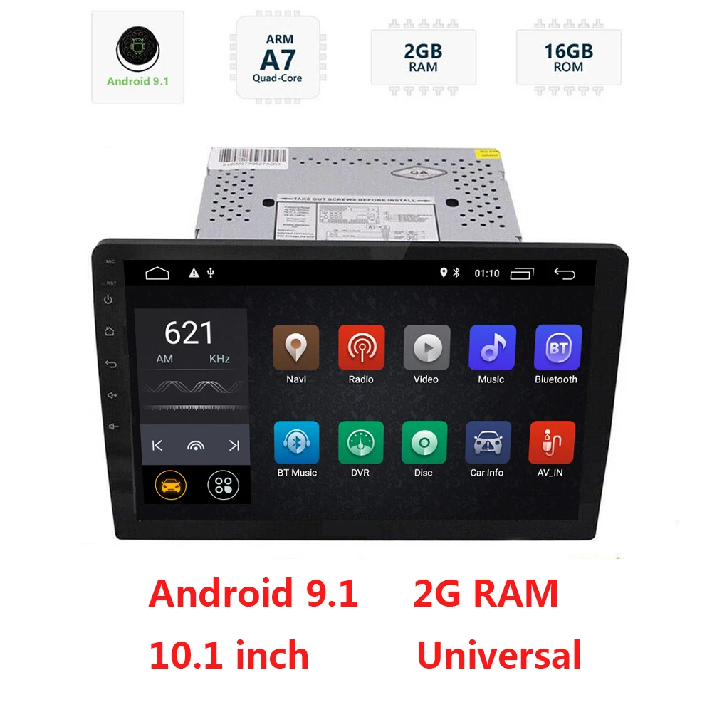 Автомобильный радиоприемник Android 9 1 10 дюйма 2DIN GPS стерео Mp5 плеер Bluetooth Wi-Fi