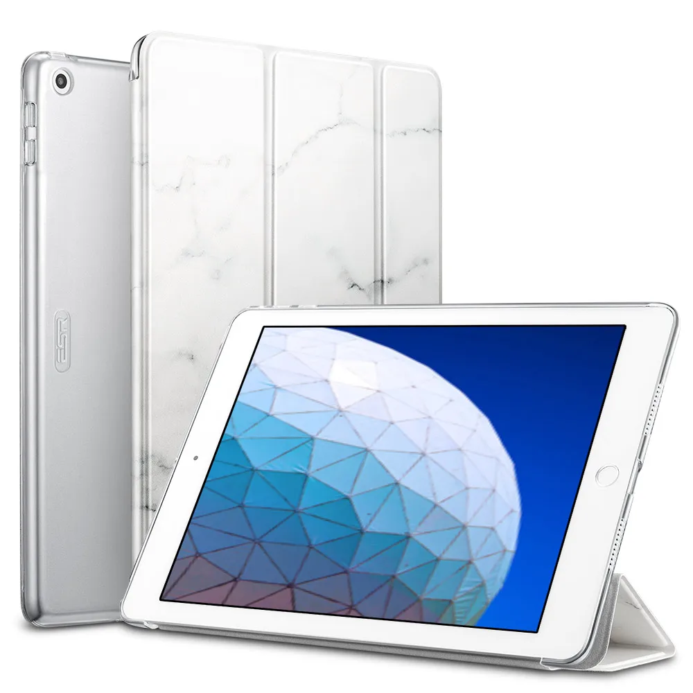 White ESR мраморный трехслойный чехол для iPad Air 3 10,", легкий смарт-чехол с подставкой, жесткая задняя крышка для iPad Air 3rd Gen 10,5" - Цвет: White