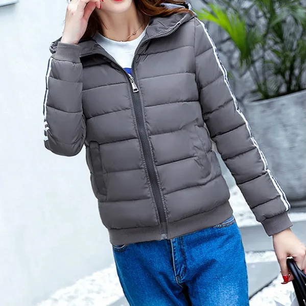 Gray 3XL Повседневная хлопковая Толстая парка, пальто, зимняя теплая Модная верхняя одежда, пальто для женщин, розовая полосатая уличная куртка, пальто для женщин - Цвет: Gray