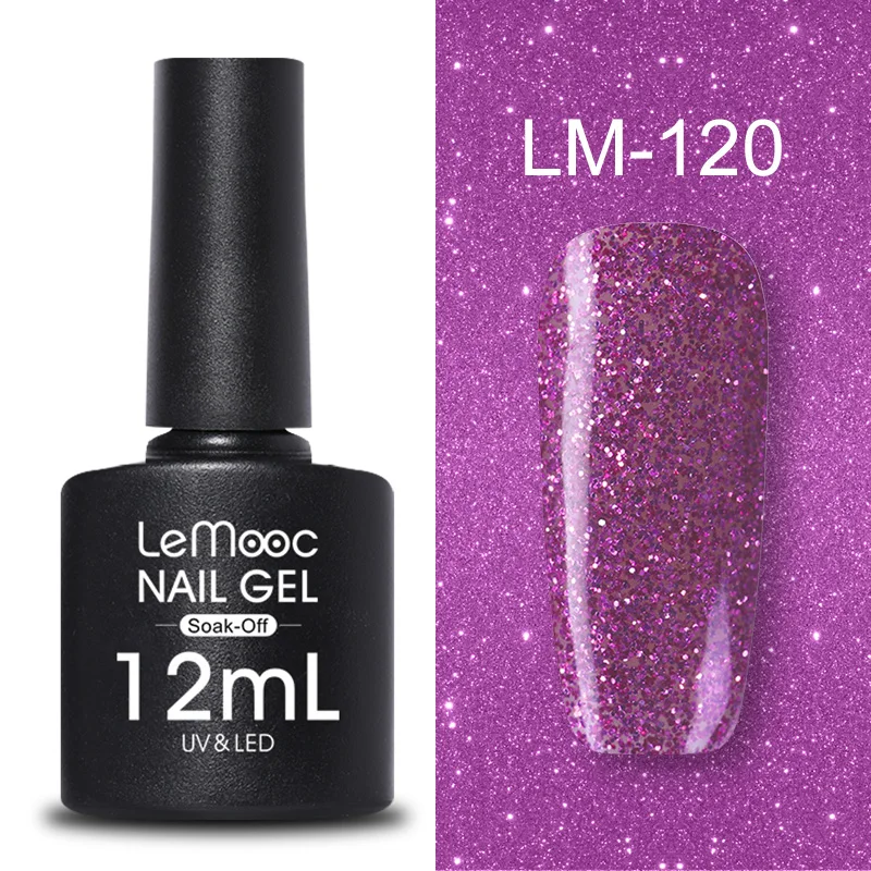 LM-120 LEMOOC, 12 мл, Цветной Гель-лак для ногтей, блестки, блестки, полуперманентный замачиваемый лак, УФ-гель, сделай сам, Гель-лак для ногтей - Цвет: LM-120