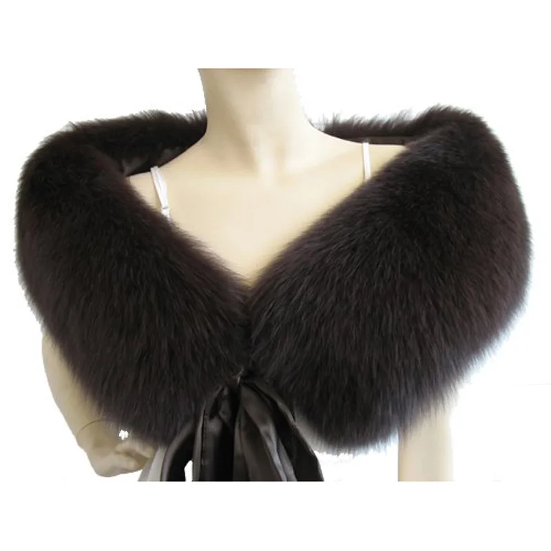 Женская шаль из натурального изысканного лисьего меха с атласным кружевом|fur
