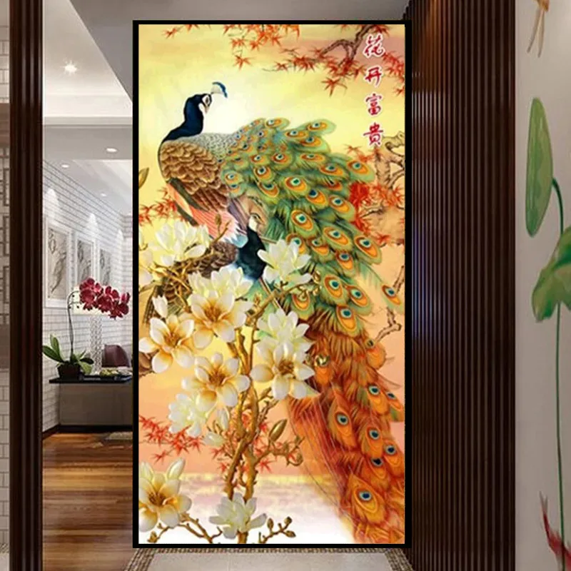 

Алмазная 5D картина «Павлин» с полным покрытием Стразы, алмазная вышивка «сделай сам» с животными, алмазная вышивка крестом, украшение для д...