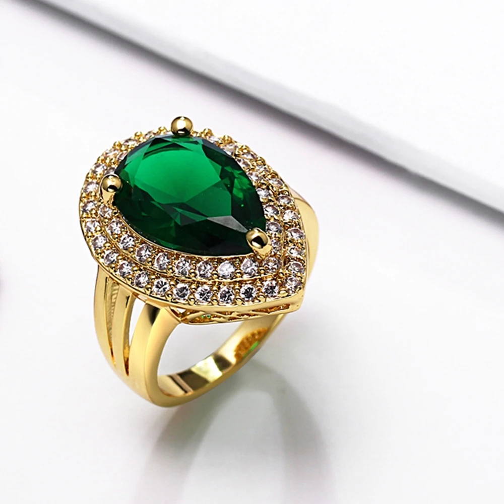 New Arrival Women Green Stone Ring Setting with Cubic Zirconia Lead free Nice Cute ring Free Shipping anillo bague anel|wedding rings|cute ringsring