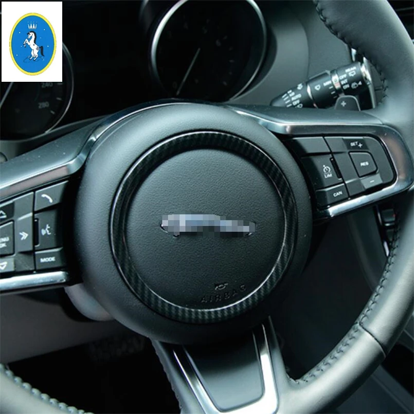 

Yimaautotrims Auto Accessory ABS Steering Wheel Ring Cover Trim 1 Pcs For Jaguar XE XF 2016 2017 2018 2019 Carbon Fiber Style