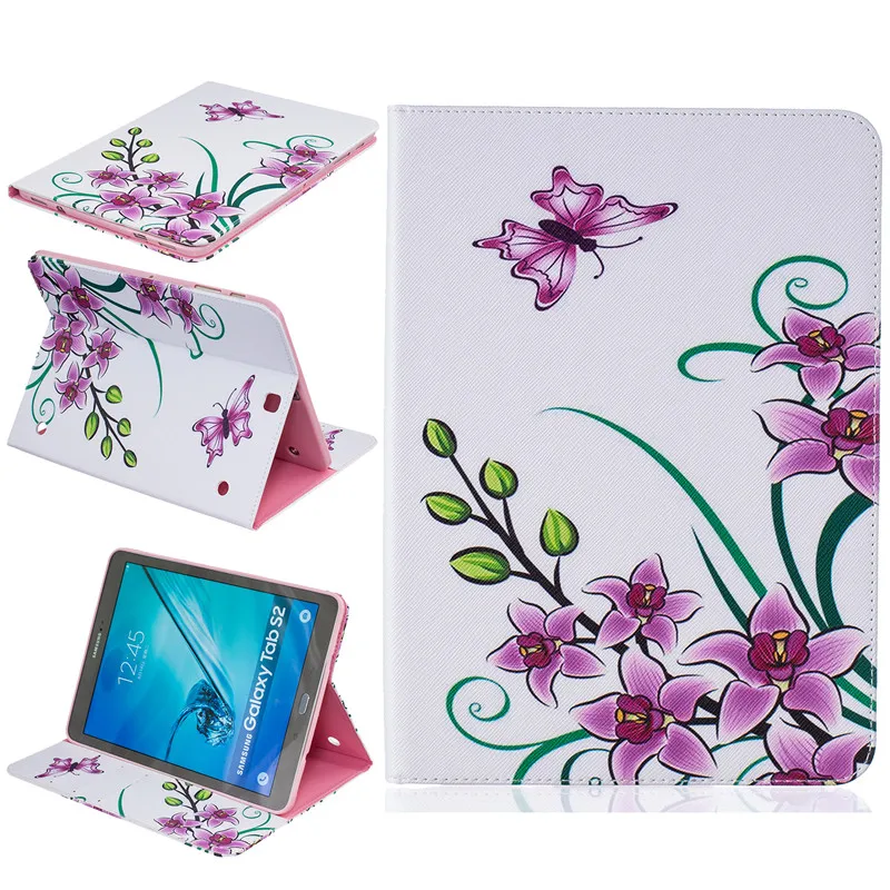 Tab S2 T815 T810 9.7" Tablet Case PU Leather Flower Bear Stand For Samsung Galaxy 9.7 T813 SM-T810 SM-T815 Fundas | Компьютеры и