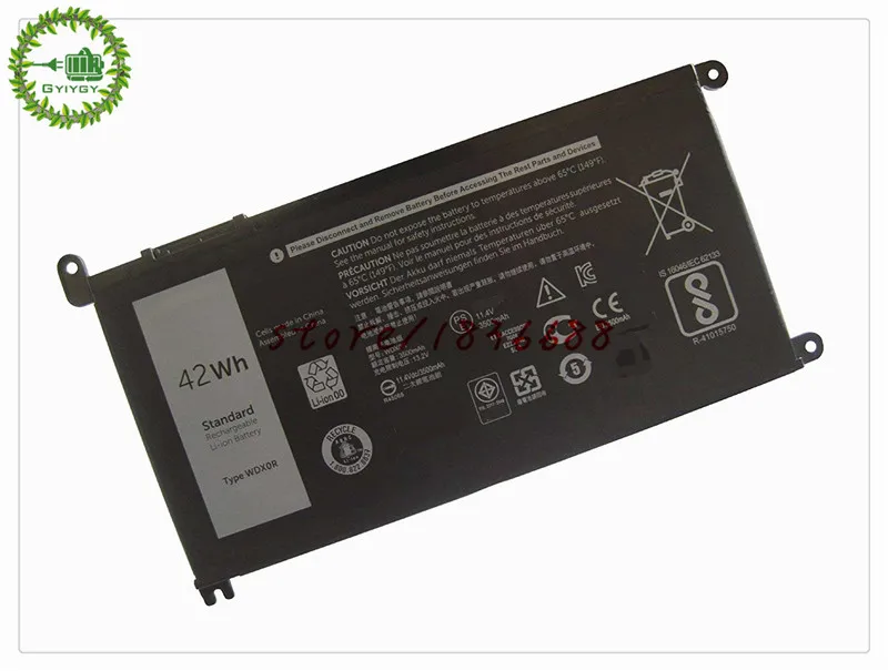 Аккумулятор GYIYGY для Dell Inspiron 15 5568 5567 13 7560 17 7368 5767 3CRH3 5765 WDX0R T2JX4 WDXOR CYMGM 42Wh 11 4
