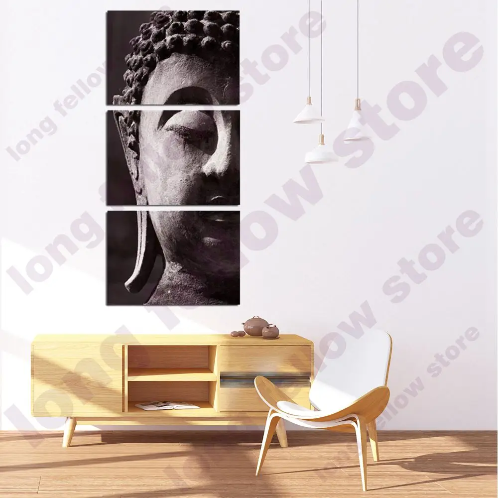 

3 Pieces Still Life Canvas Print Buddha Statue Portrait Artwork Painting for Living Room Wall Decor Zen Poster Wall Art Home Art