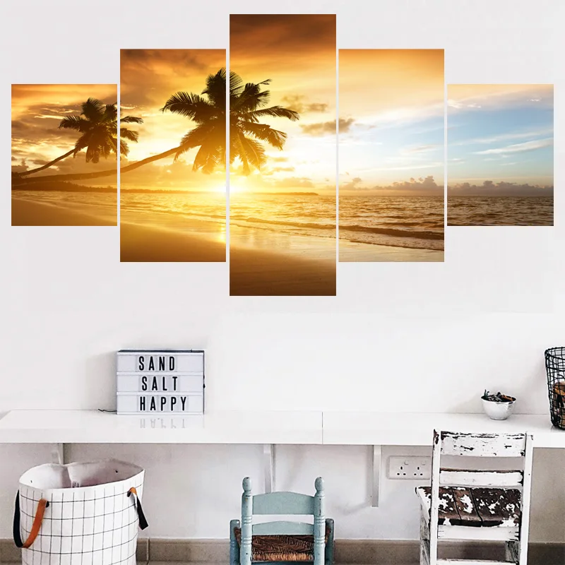Home Decor Sunset Beach Landscape Paintings Wall Art Picture Canvas Painting Calligraphy For Living Room Bedroom | Дом и сад