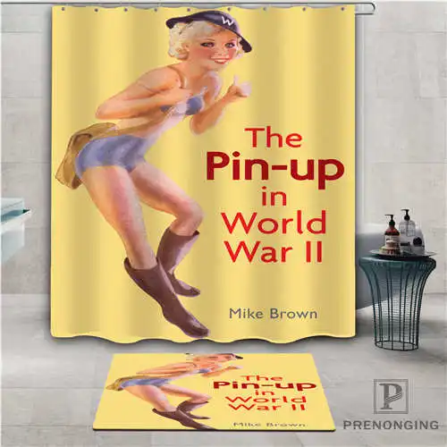 Пользовательские pin up девушки (1) водонепроницаемый занавеска для душа коврик