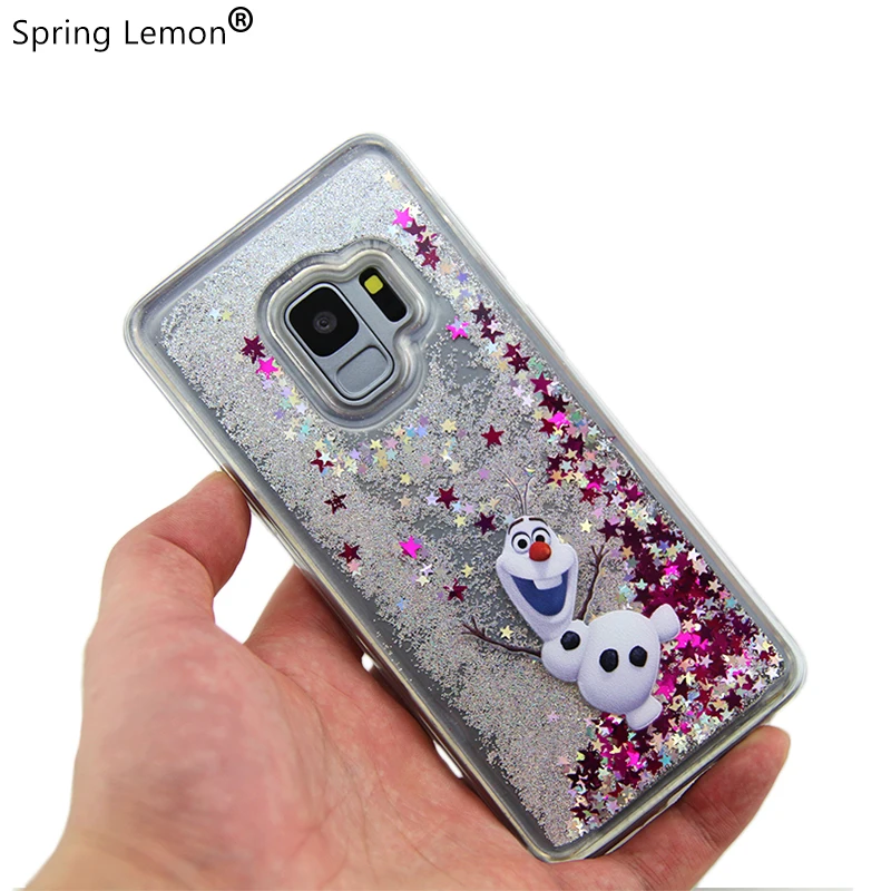 For Samsung Galaxy S9 Case Cute Minnie Stitch Cheshire Cat Glitter Liquid quicksand Stars Phone Cover S9plus | Мобильные телефоны и