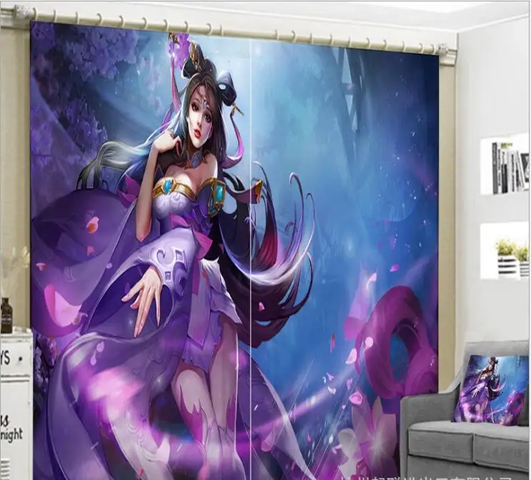 

The queen of the game Curtains Luxury Blackout 3D Window Curtain living room Bedroom decorate Cortina Drapes Rideaux pillowcase