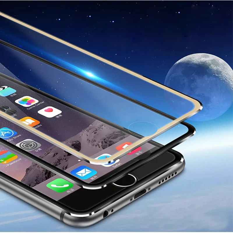 Чехол для iPhone 5 6 6S 7 Plus алюминиевый сплав закаленное стекло защита всего экрана