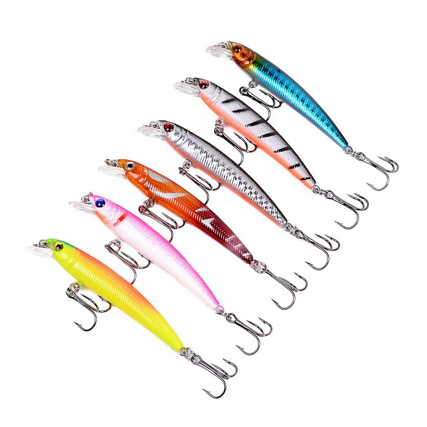 6 PCS Гольян приманки комплект 43 шт. набор приманки для ловли нахлыстом твердая приманка с крючком воблер Карп 6 моделей рыболовные снасти - Цвет: 6 PCS
