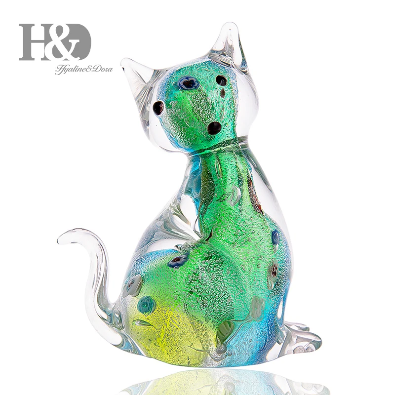 H &amp D 3 9 дюйма ручной работы стеклянные украшения &quotКошки&quot статуэтка животного