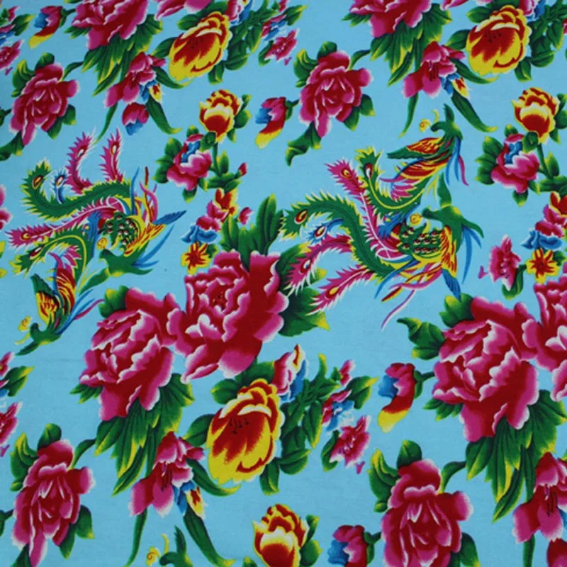 phoenix 06 lightblue Хлопок саржа в этническом китайском стиле традиционный большой цветок Феникс ткани для изготовления одежды скатерть подушка занавеска Декор - Цвет: phoenix 06 lightblue