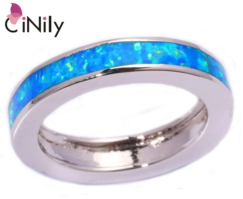 

CiNily Created Blue Fire Opal Silver Plated Wholesale Hot Sell Fashion For Women Jewelry Gift Ring Size 7 8 9 OJ5446