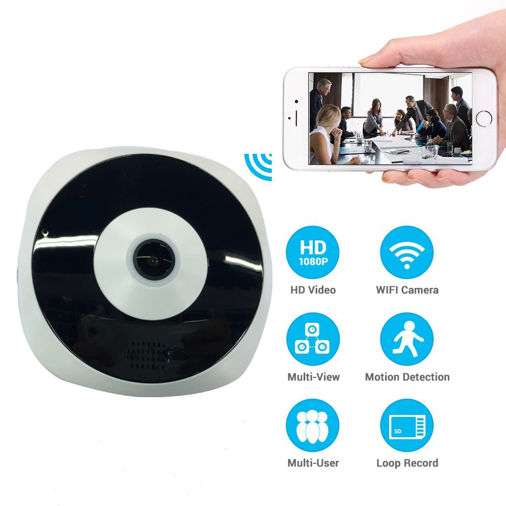 Kruiqi 1080P IP камера Wi Fi двухсторонняя Интерком инфракрасная 360 градусов рыбий глаз в