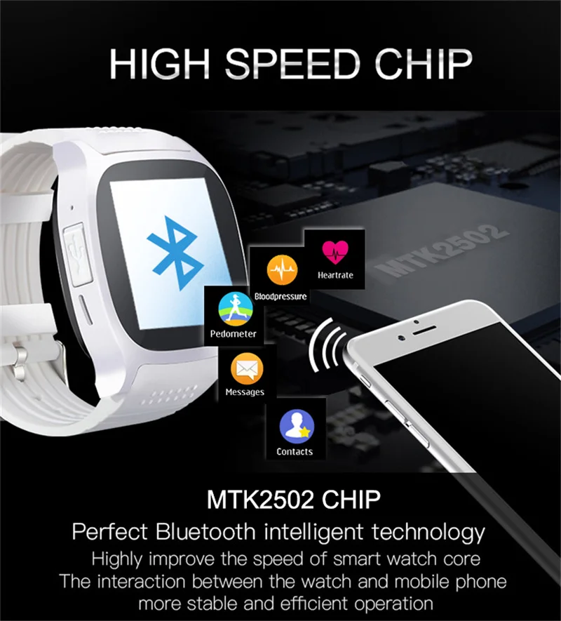 Смарт часы мужские T8 с поддержкой Bluetooth SIM и TF карты пульсометром тонометром