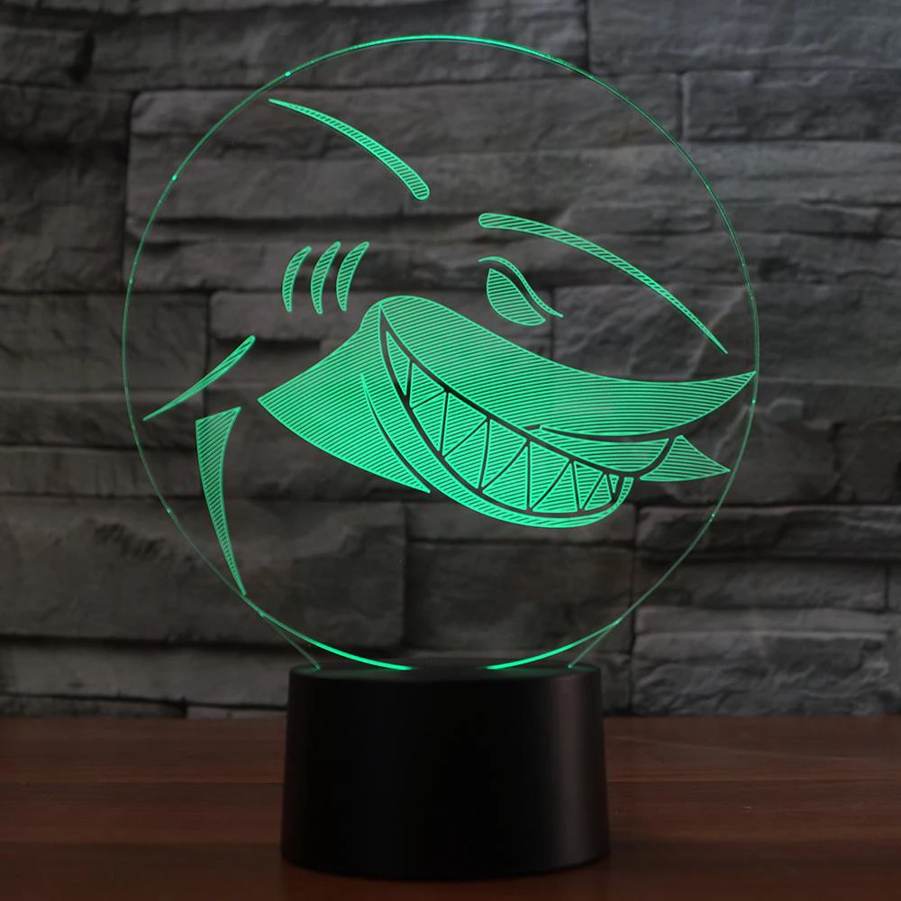 Светодиодный ночсветильник в виде животных акулы 3d иллюзия USB Сенсорная