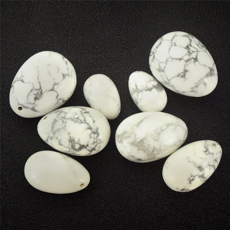 Natural White Howlite Yoni Egg Set Drilled Kegel Exercise Pelvic Floor Muscles Vaginal Tighten BallMassage Relaxation |