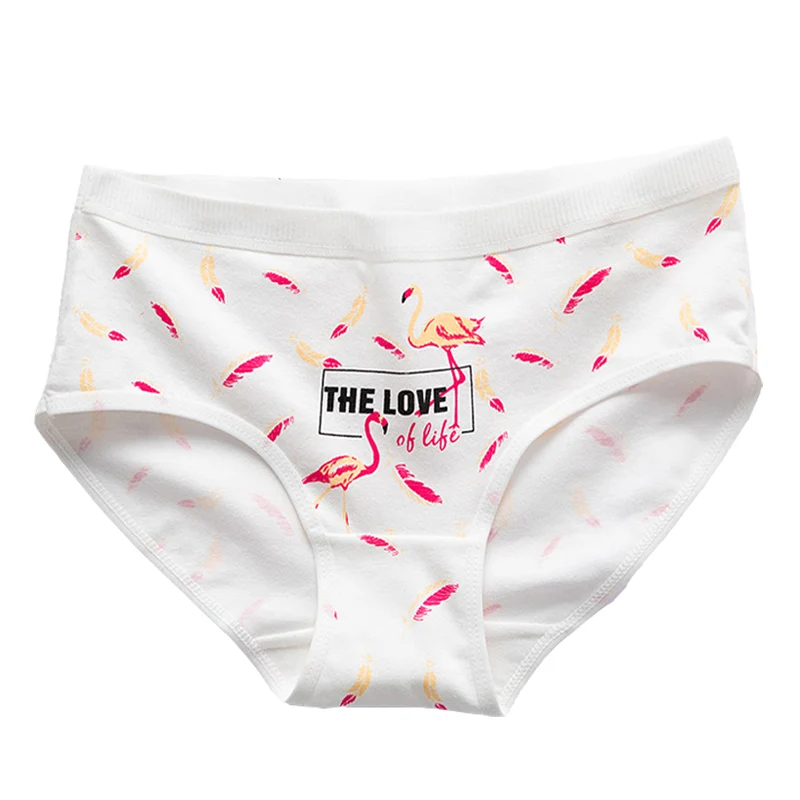 Хлопковое нижнее белье 5 шт./лот женские трусы с фламинго для девочек бесшовные