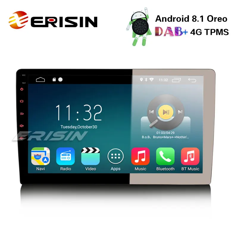 Erisin ES3310U 10 1 &quotAndroid 8 Универсальный 2.5D G + автомобильный радиоприемник DAB 4G TPMS gps