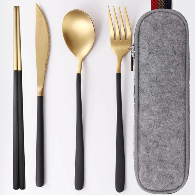 Dinnerware set 1 Столовая посуда набор столовый набор в дорогу для путешествий походный набор посуды многоразовые посуда набор ложка Вилка палочки дозирующая детская ложка для соломы и Портативный чехол - Цвет: Dinnerware set 1