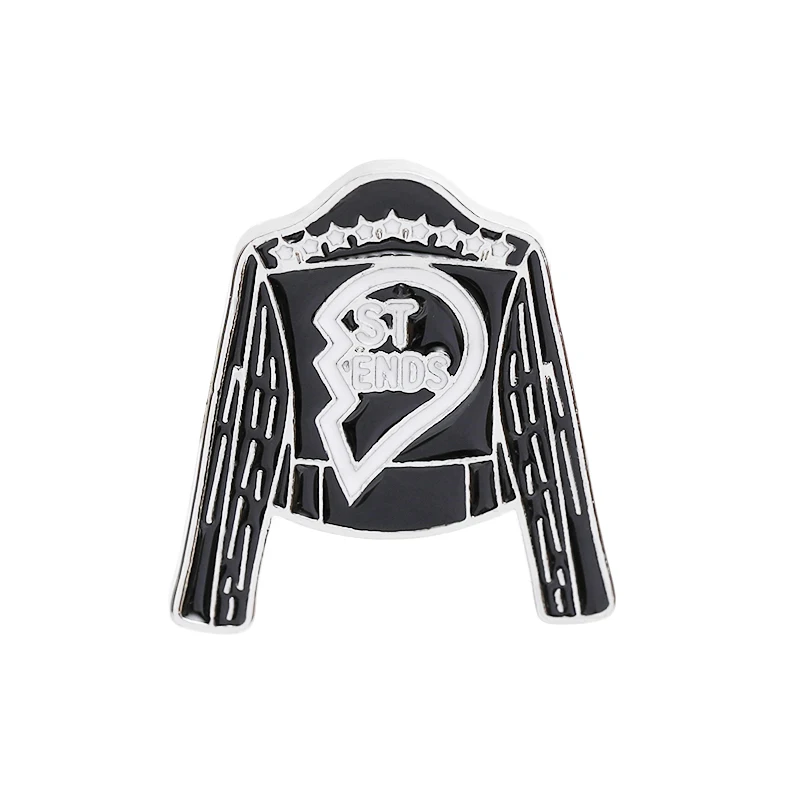 2 шт./компл. черная кожаная куртка сломанные Броши с сердечком лучшие друзья эмаль