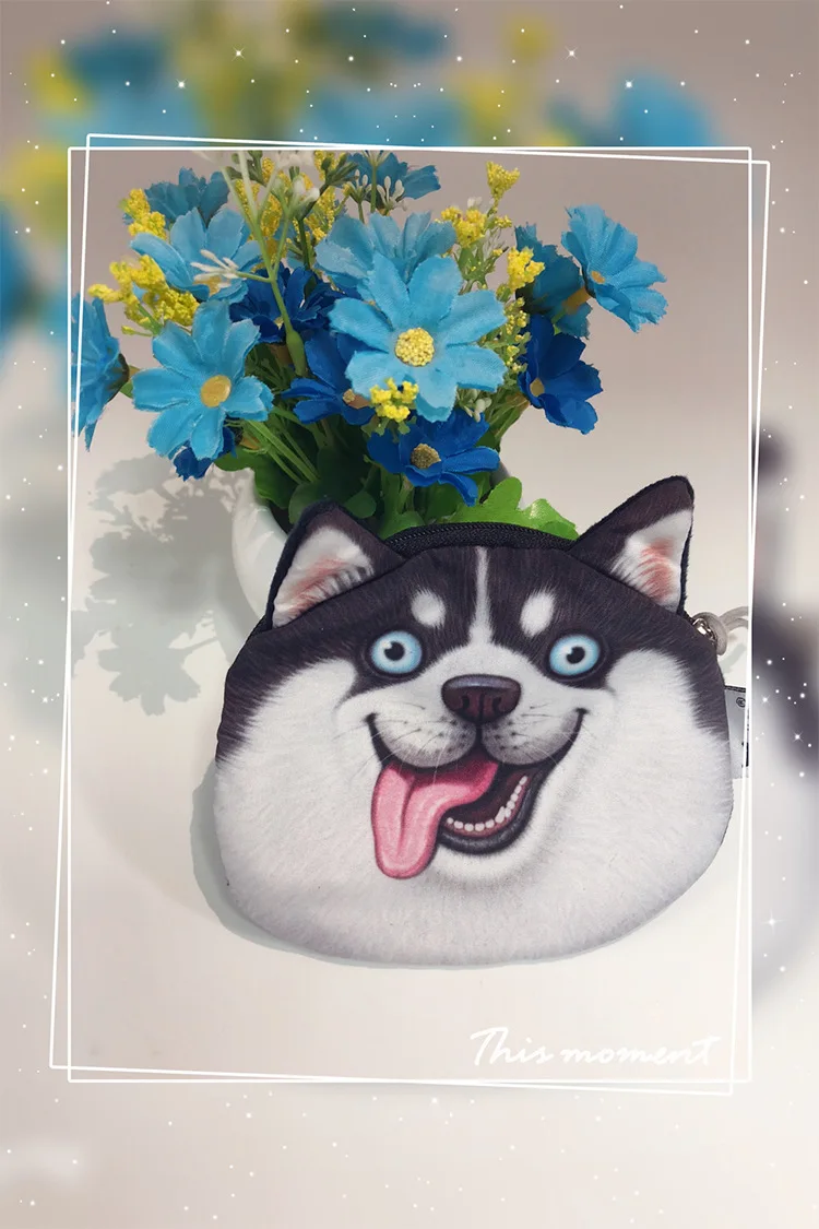 Кошелек для монет с 3D принтом животных для девочек, кошелек для монет, Женский Детский кошелек, кошельки на молнии, мультяшный Кошелек для монет, кошелек для собак и кошек