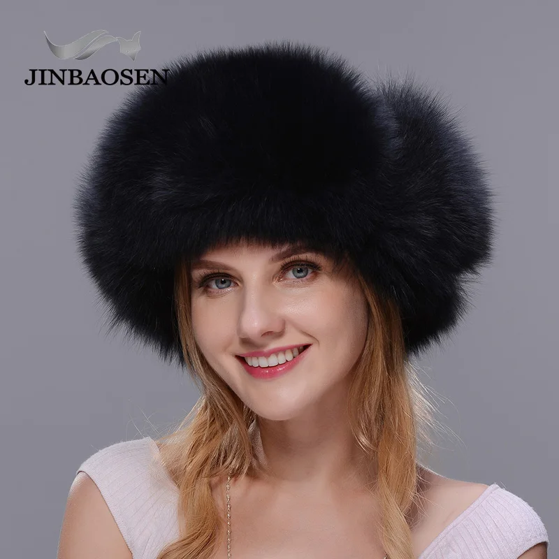 Меховая шапка JINBAOSEN для русских девушек зимняя кожаная с мехом и меховыми