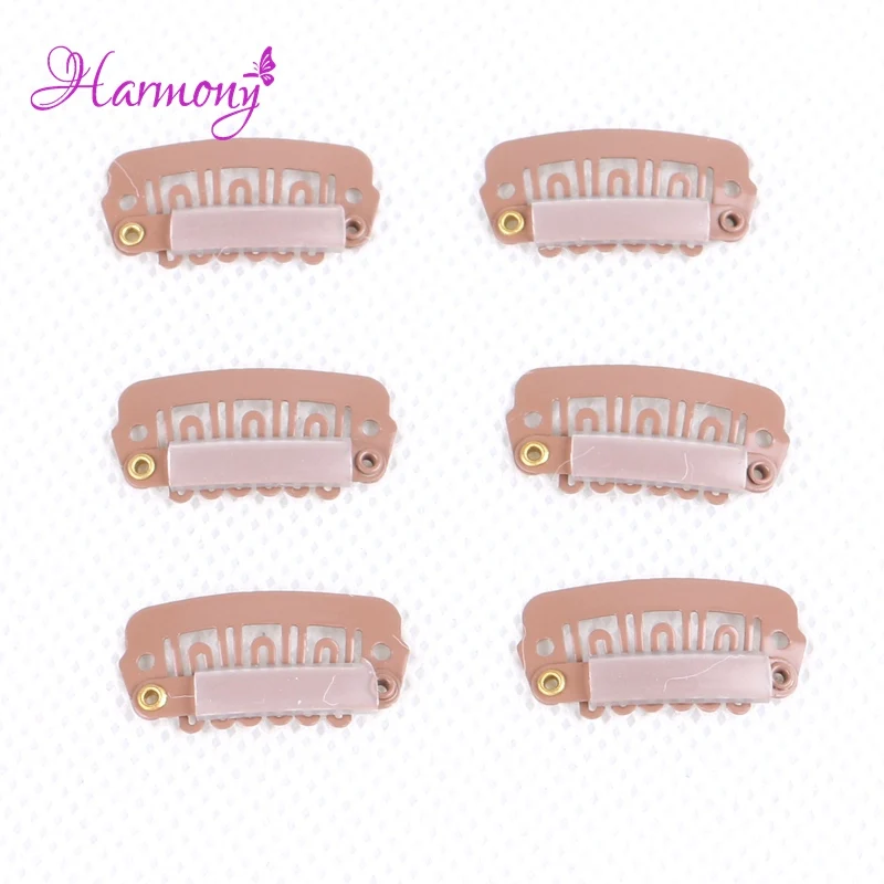 

Harmony Plus Hair100pcs 2.3cm 6 Teeth Snap Clips For Hair Extensions U Shape Wig Clips tool 6 Colors Available