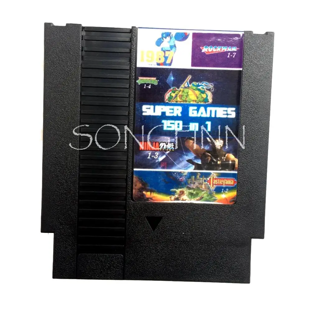 Топ 150 в 1 картридж для 72 Pin 8 бит игровой консоли с Rockman 1 2 3 4 5 6 черепашек Contra Kirby Adventure caslevania