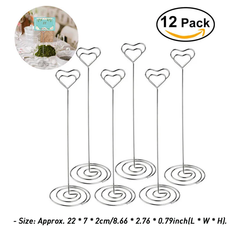 8 12 Pcs Rose Gold Heart Shape Photo Holder Stand Desk Number Holders Card Place Paper Clamps For Wedding Party Decorations - Цвет: 8