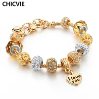 chicvie gold i love your heart bracelet bangle for women girls bridal wedding silver jewelry adjustable bracelets sbr160039