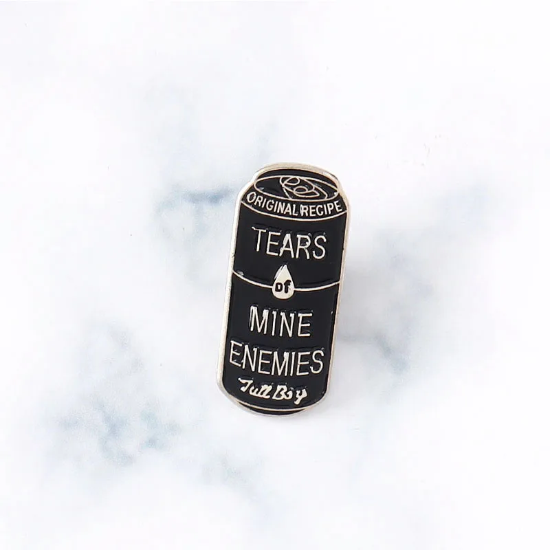 Эмалированные булавки со слезами из шахты черные броши в форме Can твёрдые
