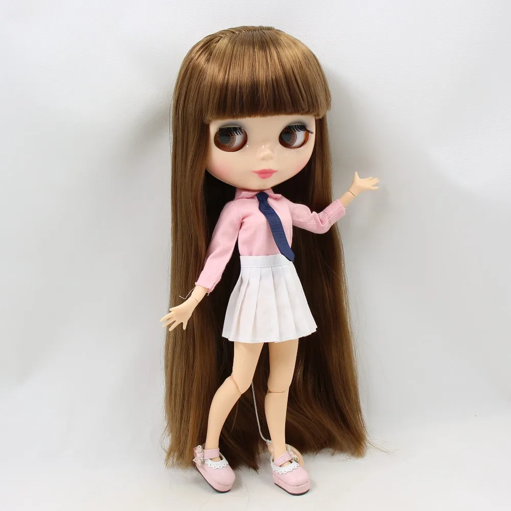 Кукла ICY DBS Blyth натуральная кожа сустав тело с челкой/бахромой прямые каштановые