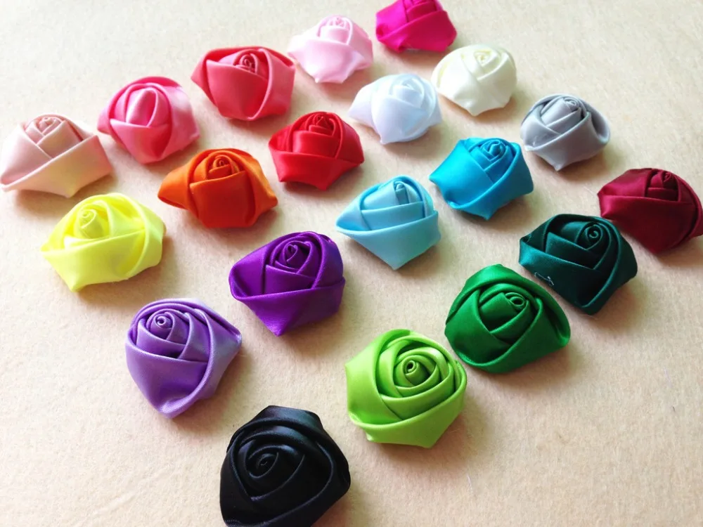 

4cm/100PCS Satin Ribbon Small Real Touch Roses Buds,Floral Head Wreath,Material Headdresses,Applique Sewing,Headband Flower
