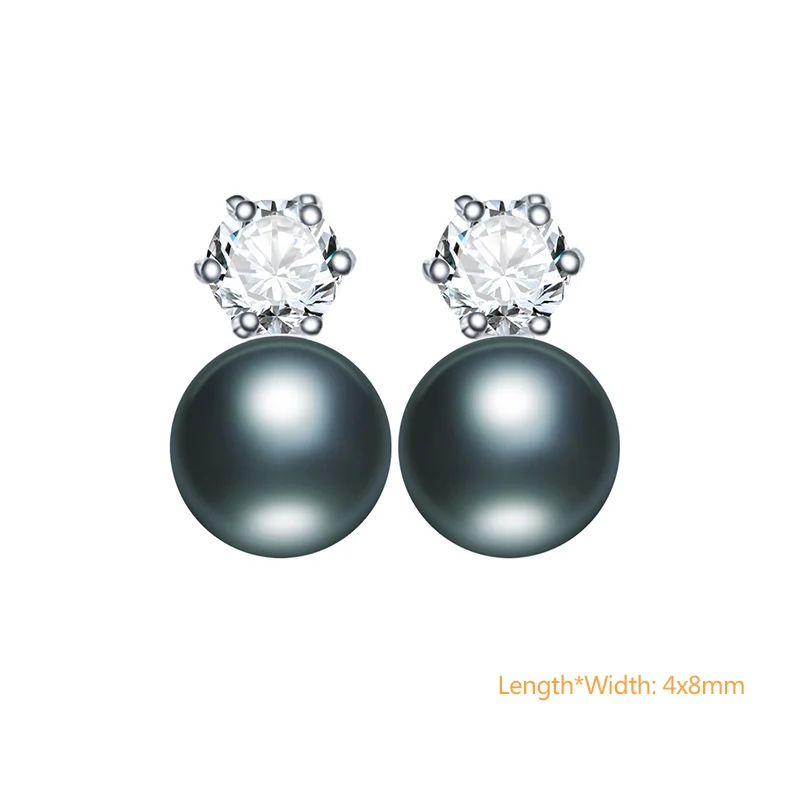 Серьги из серебра 100% пробы с пресноводным жемчугом 8 9 мм|Серьги-гвоздики| |