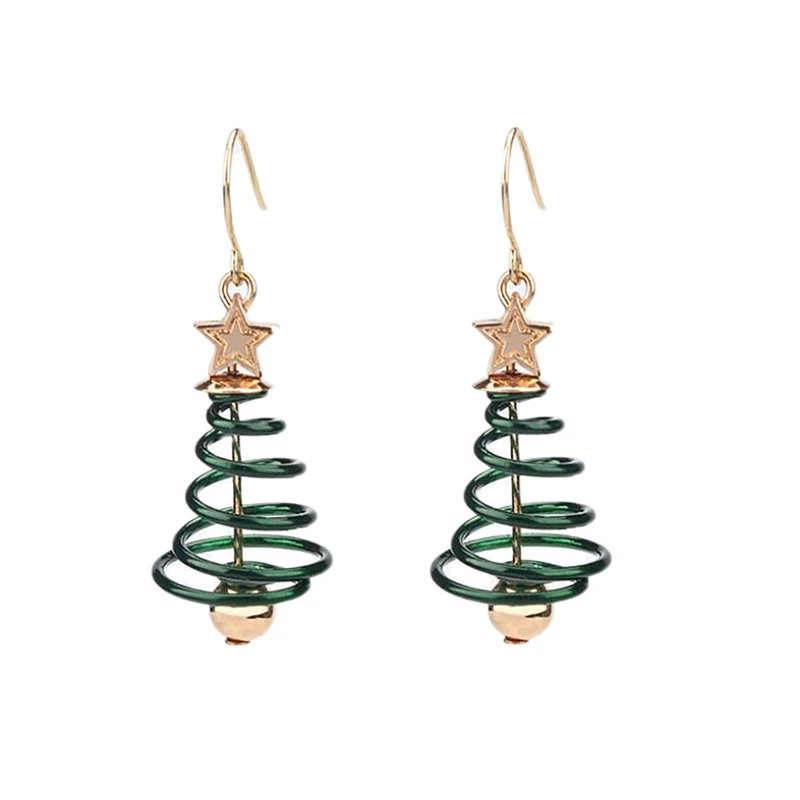 Модные полые Вращающиеся Серьги красивые пятиконечные звезды с золотым шаром рождественские праздничные