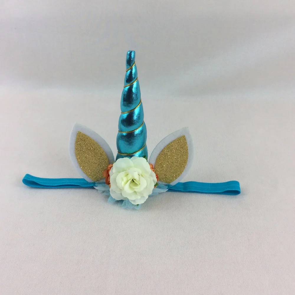 5 шт. милый Рог единорога 15 см с шифоновой повязкой на голову блестками Пасхальный
