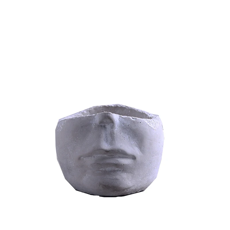 

Pastoral Cement Creative Face Head Flower Pot Ornaments Home Livingroom Meaty Potted Crafts Decoration Garden Balcony Figurines