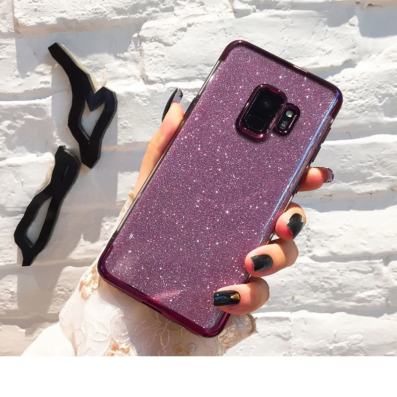 Glitter Soft TPU Plating Case For Samsung Galaxy S9 S8 Plus A6 A8 J4 J6 A5 A7 A9 2018 2017 S6 S7 Edge Note 8 9 Bling Coque |