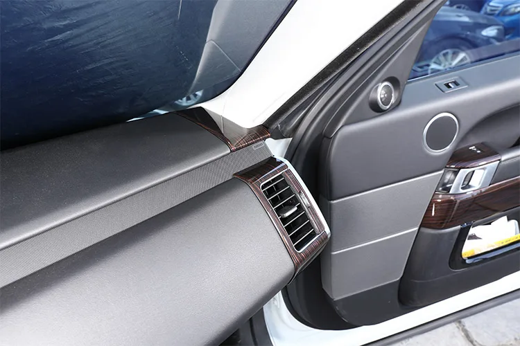 2pcs Red Ash Wood Style ABS Plastic Side Dashbord Decoration Cover Trim For Landrover Range Rover Sport RR Sport